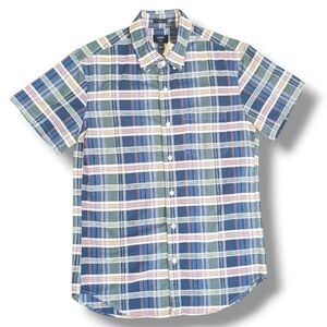 J. Crew | Mens Slim Small Oxford Cloth Short Sleeve Button Down Plaid Shirt